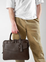 Leather Flandres Briefcase 1 Compartment Etrier Brown flandres EFLA8241-vue-porte