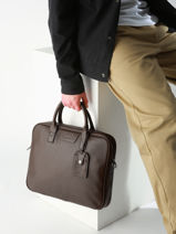 Leather Flandres Briefcase 1 Compartment Etrier Brown flandres EFLA8251-vue-porte