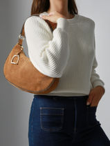 Shoulder Bag Altesse Suede Leather Etrier Brown altesse suede EASU017M-vue-porte