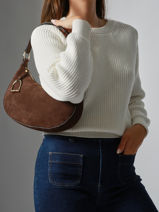 Shoulder Bag Altesse Suede Leather Etrier Brown altesse suede EASU017M-vue-porte